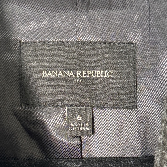 Banana Republic Grey Houndstooth Double-Breasted Crest Button Blazer Size 6 - Picture 2 of 7